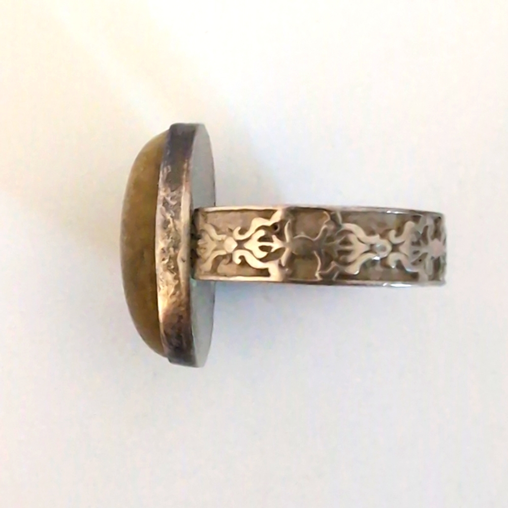 Olive green stone ring